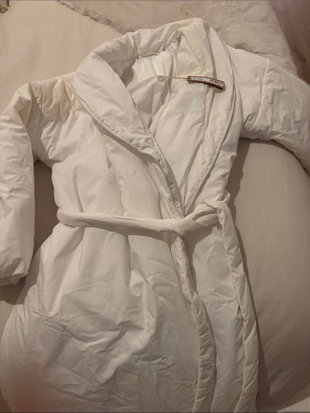 SKIMS Cream Quilted Wrap Robe with Belt